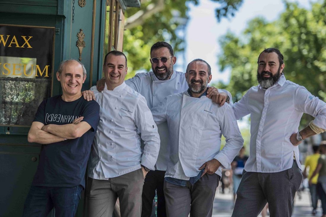 La « crème » des chefs au rendez-vous (de gauche à droite) Paco Perez, Romain Fornell, Oscar Manresa, Xavi Franco, Rafa Zafra